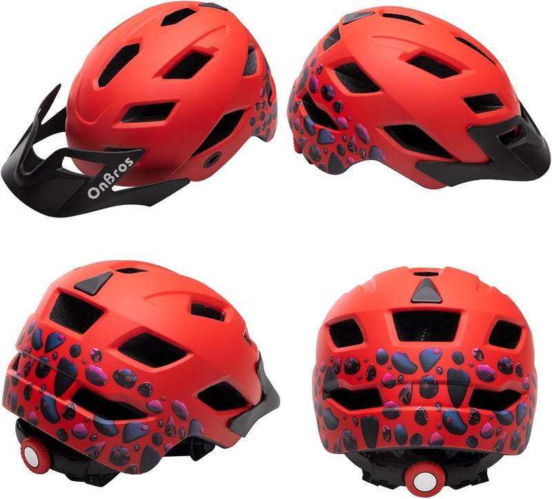 OnBros Kids Bike Helmet - Bike Helmets for 5-14 Boys or Girls with Visor, Children Bicycle Helmet for Skateboard Mountain Scooter Road Cycling, Lightweight and Adjustable 50-57CM - Image 2